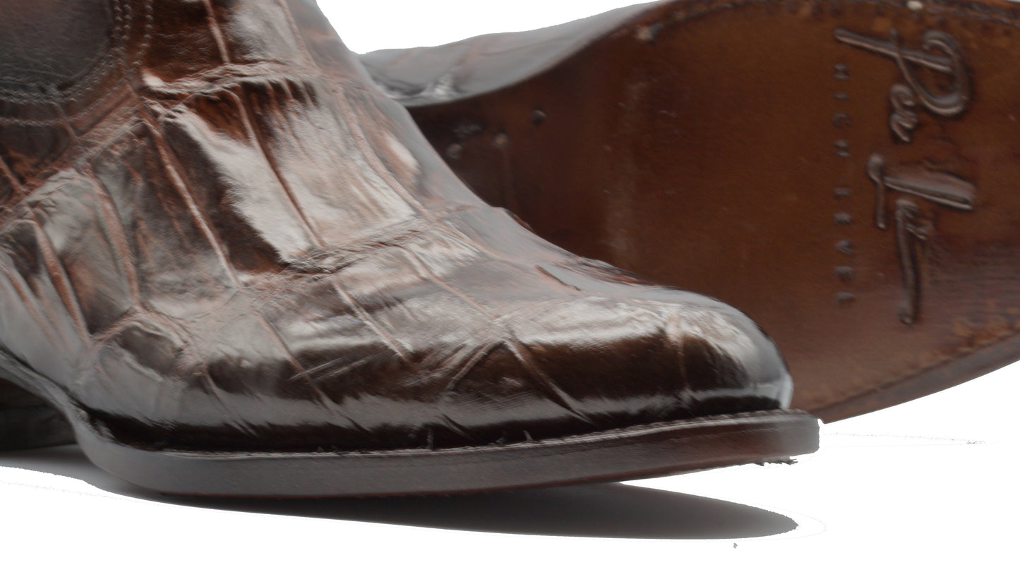BOTIN COLORADO EN PIEL GENUINA DE COCODRILO