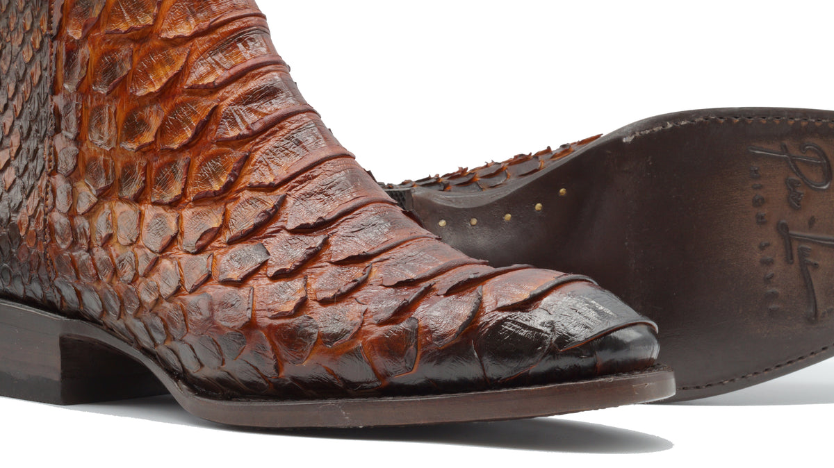 BOTIN CREMALLERA EN PIEL GENUINA DE PITON