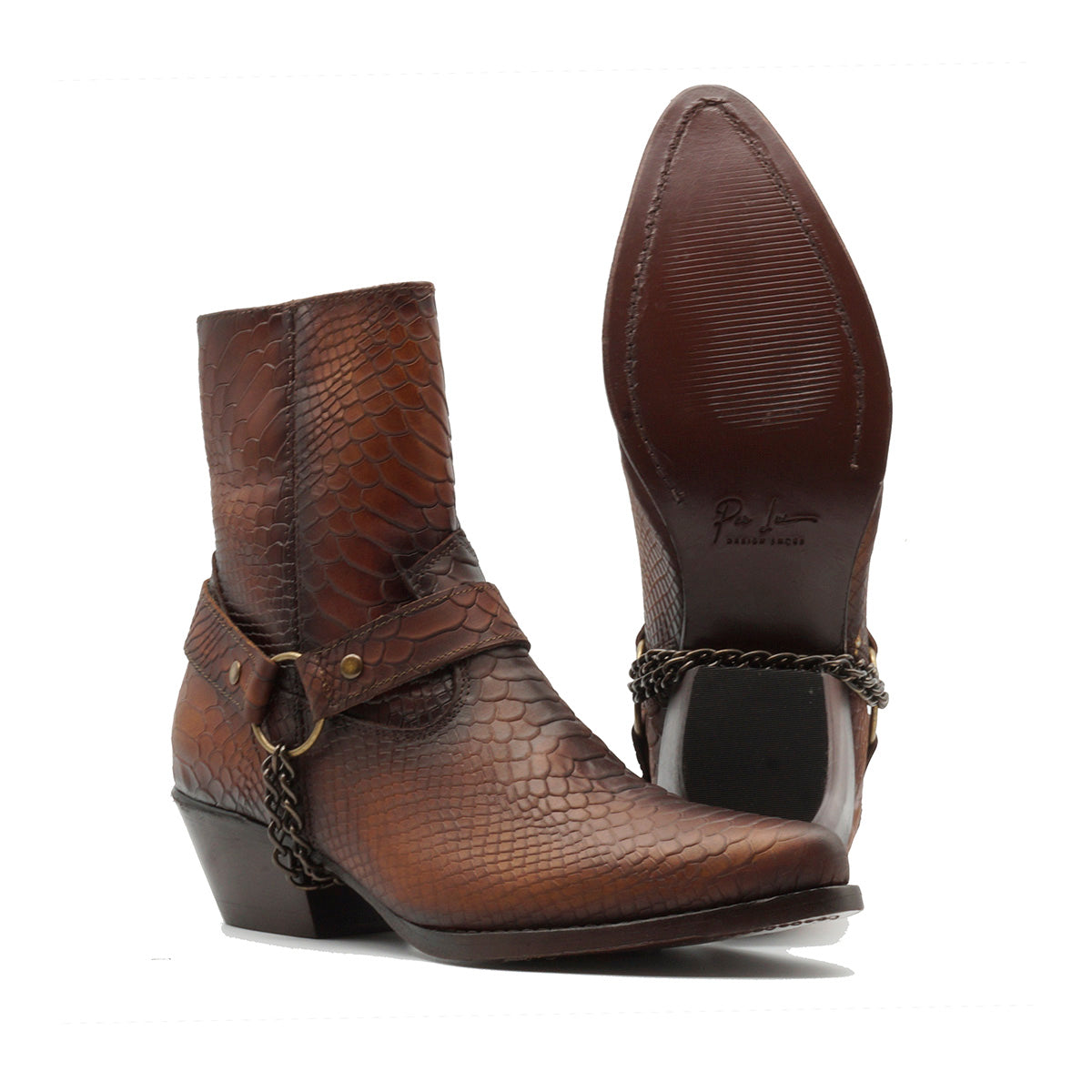 "MOSCU SNAKE" Bota de piel grabado