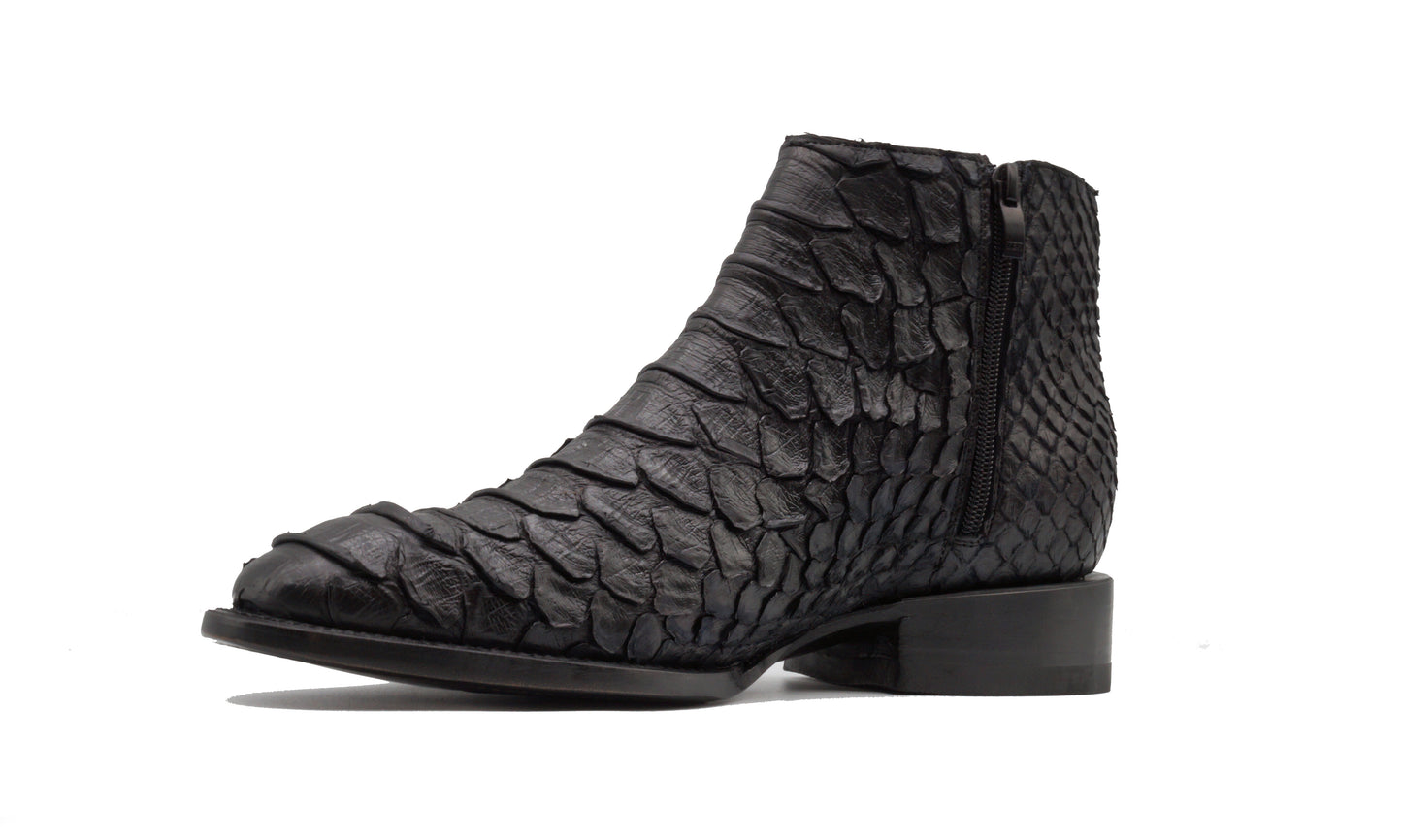 BOTIN CREMALLERA EN PIEL GENUINA DE PITON