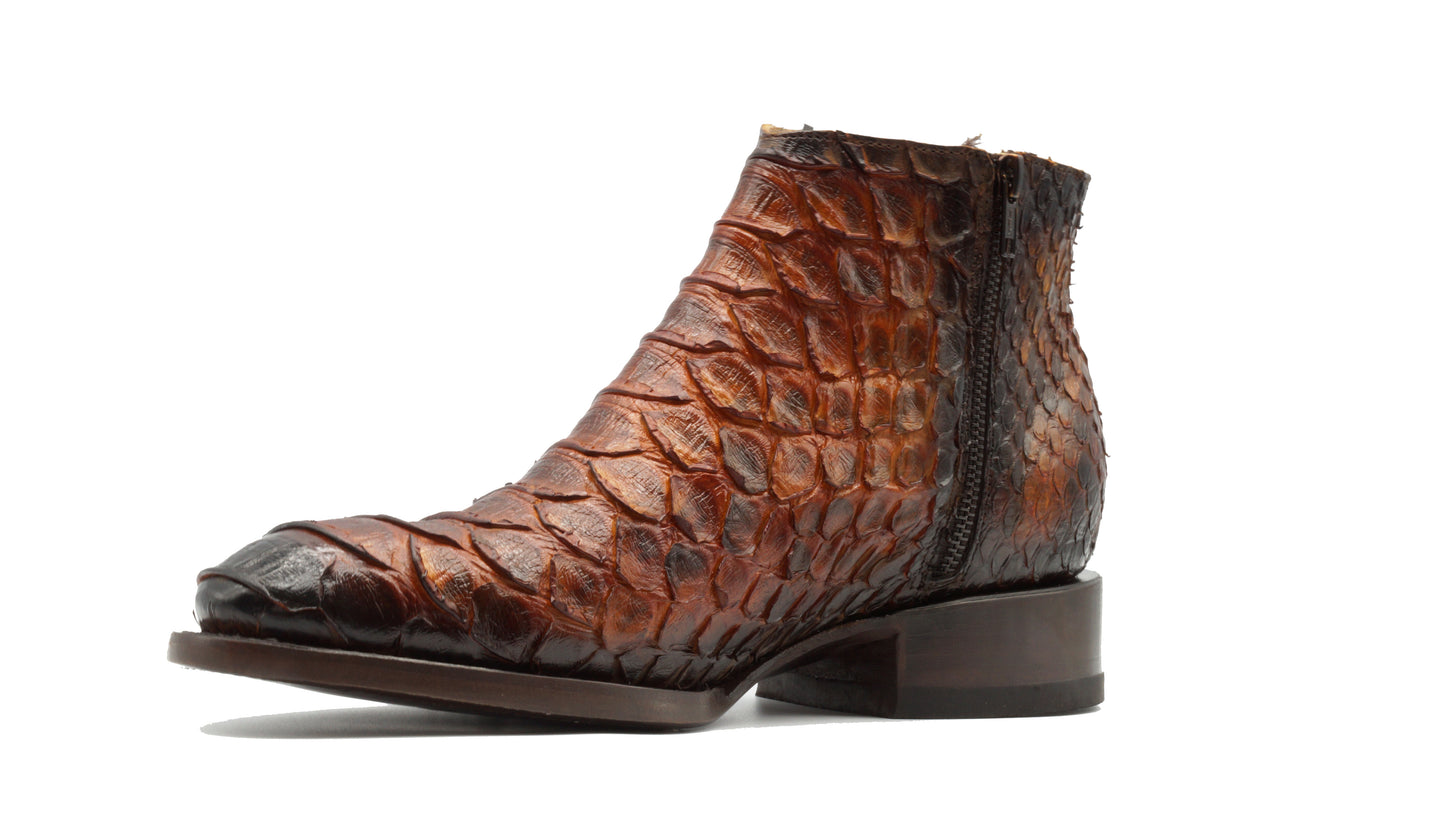 BOTIN CREMALLERA EN PIEL GENUINA DE PITON