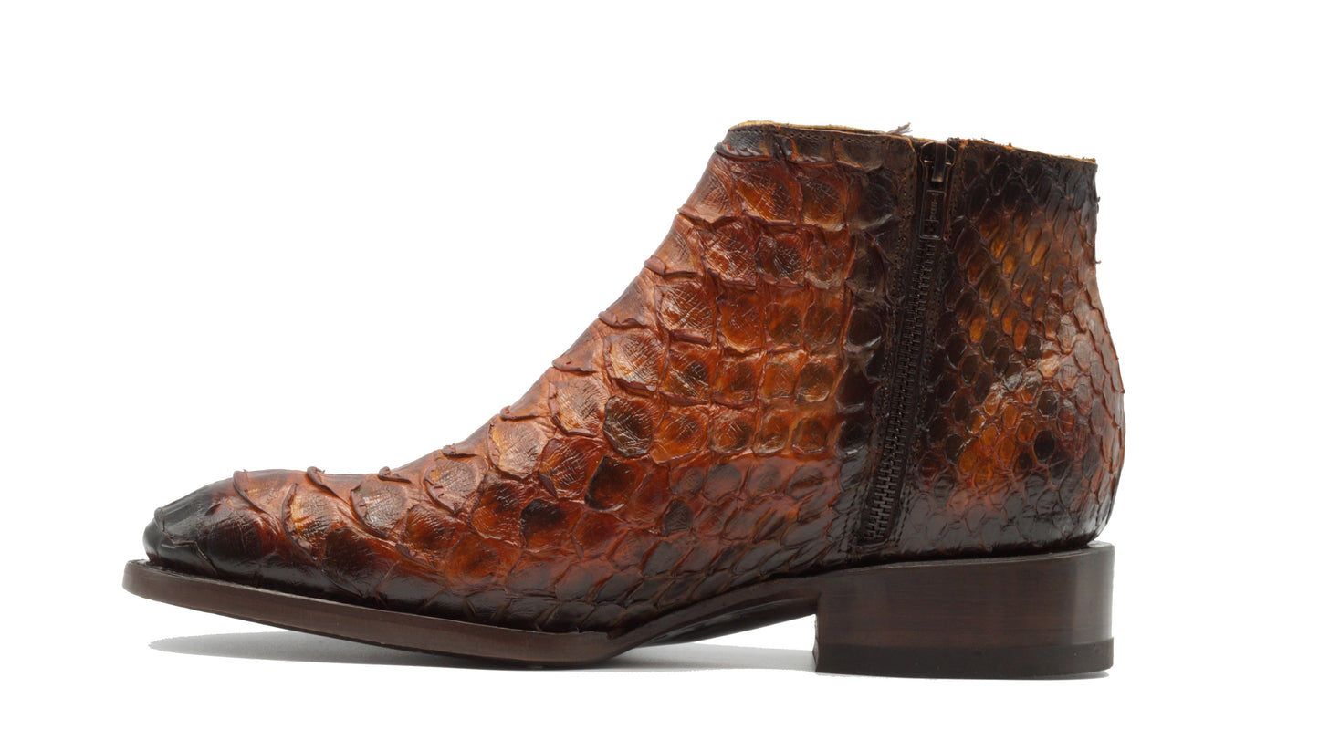 BOTIN CREMALLERA EN PIEL GENUINA DE PITON
