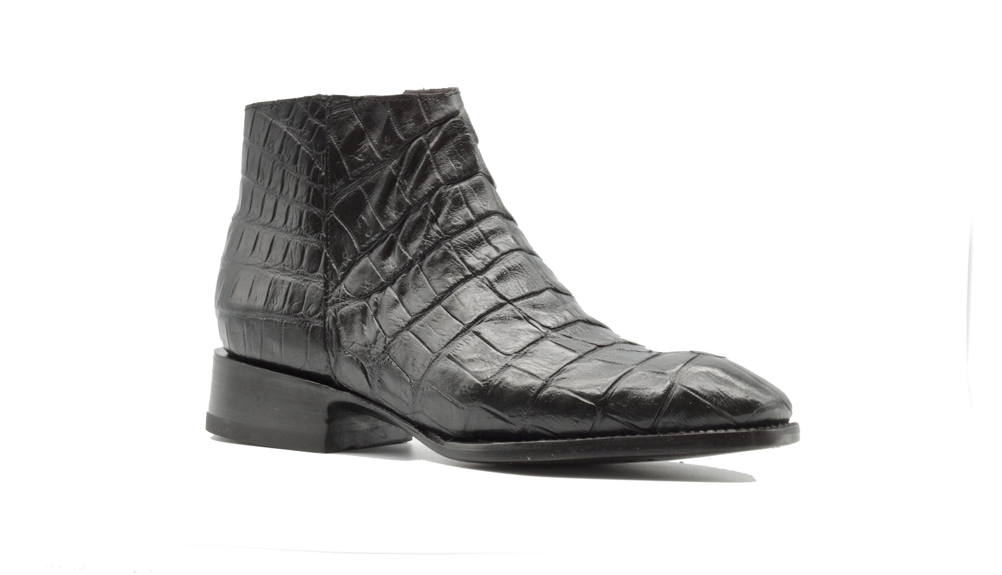 BOTIN CREMALLERA EN PIEL GENUINA DE COCODRILO