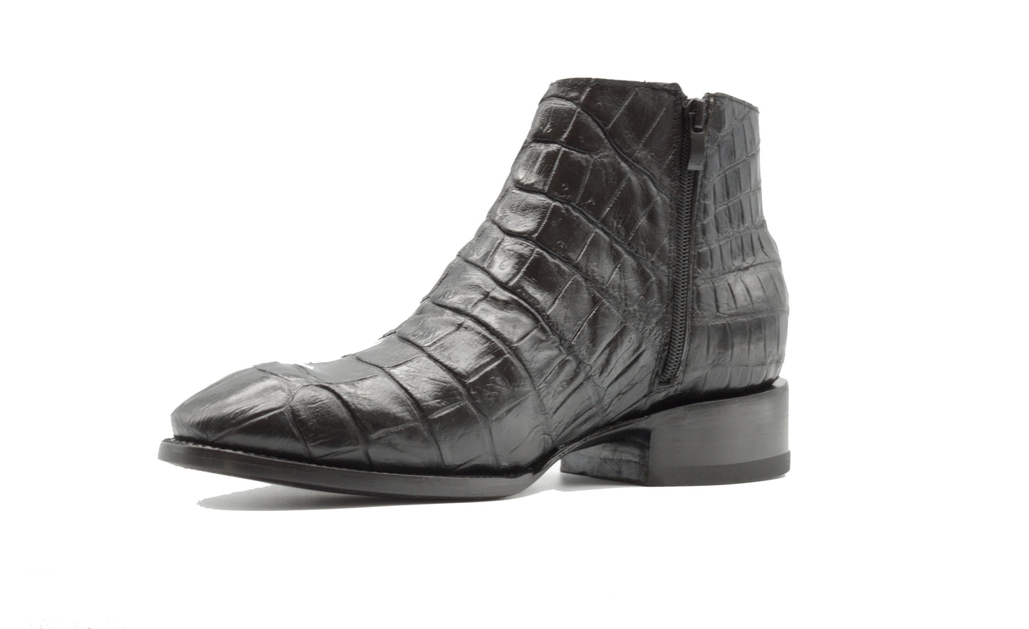 BOTIN CREMALLERA EN PIEL GENUINA DE COCODRILO