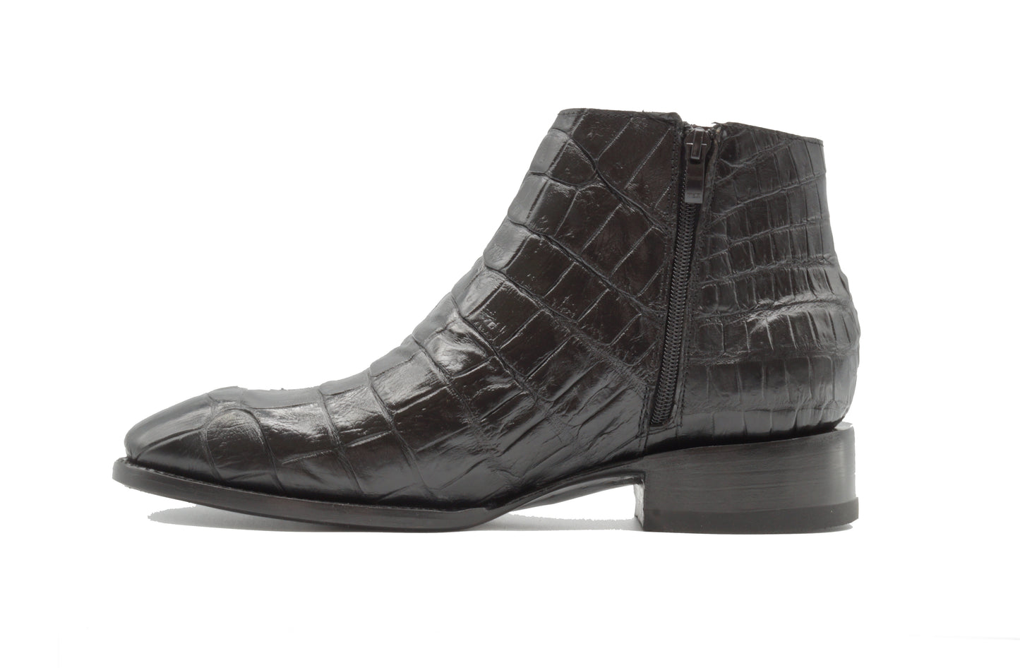 BOTIN CREMALLERA EN PIEL GENUINA DE COCODRILO