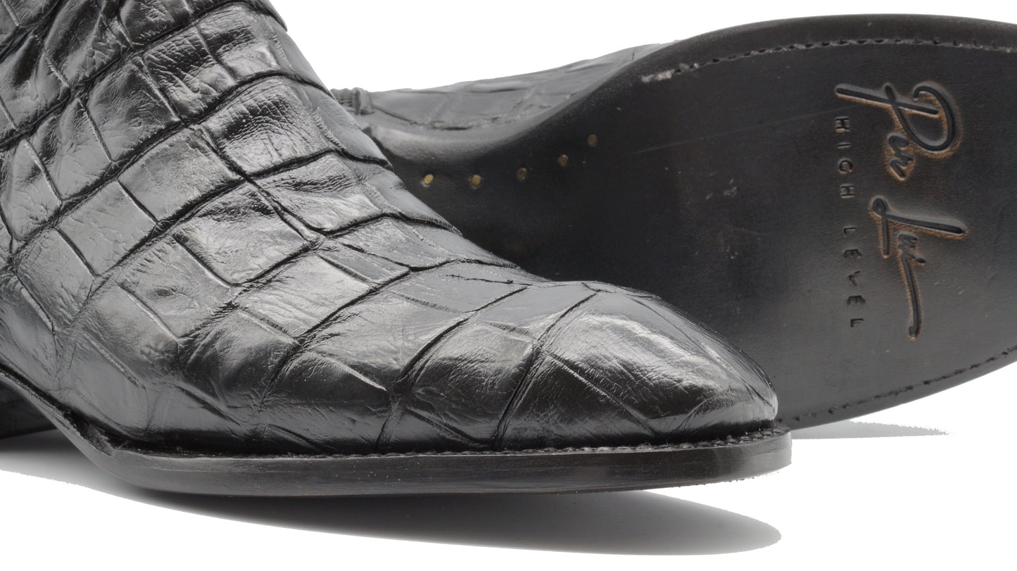 BOTIN CREMALLERA EN PIEL GENUINA DE COCODRILO