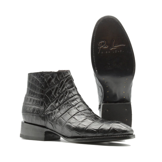 BOTIN CREMALLERA EN PIEL GENUINA DE COCODRILO